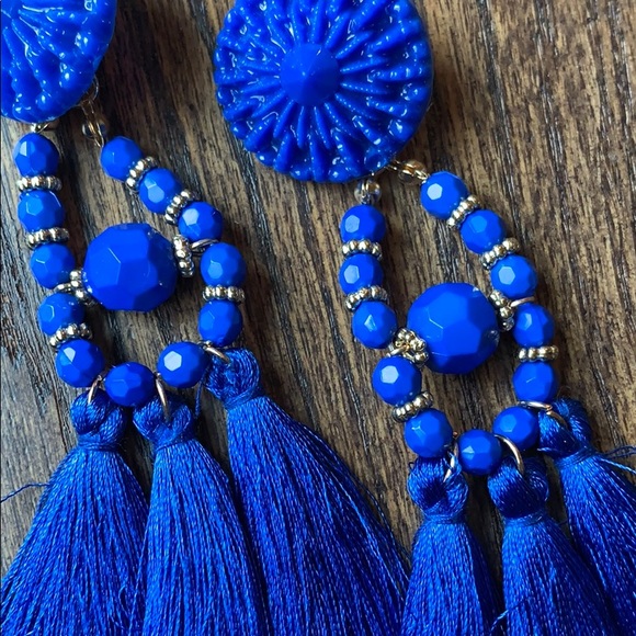 Blue Statement Earrings - Picture 2 of 6